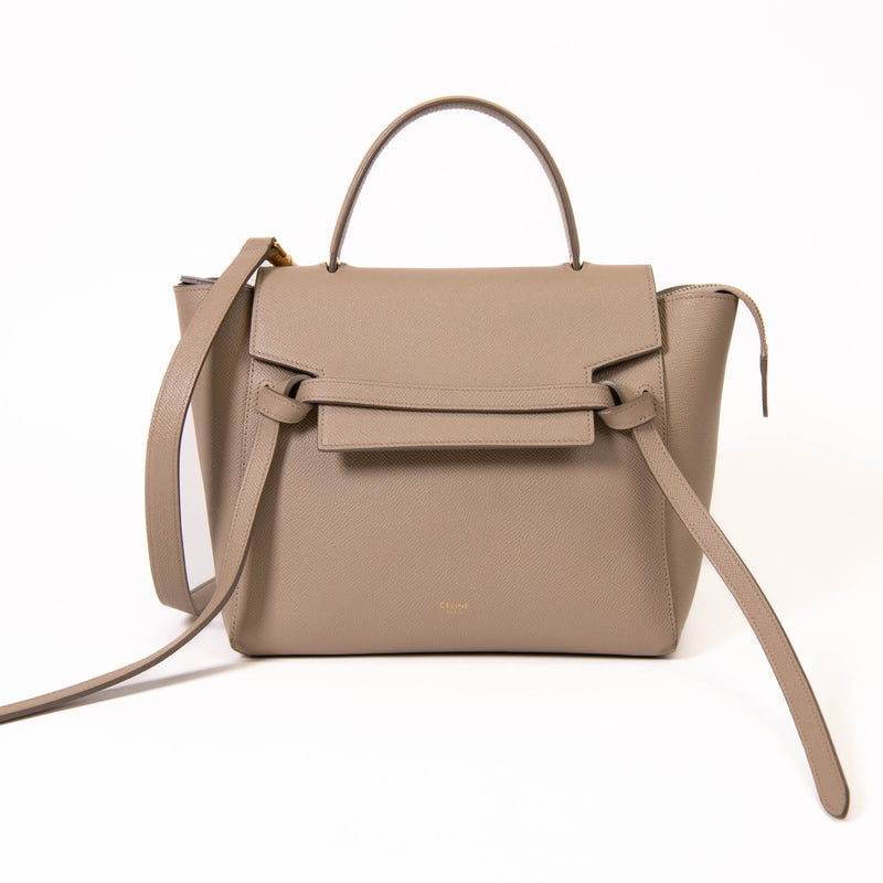 Celine Light Taupe Grained Calfskin Leather Mini Belt Bag