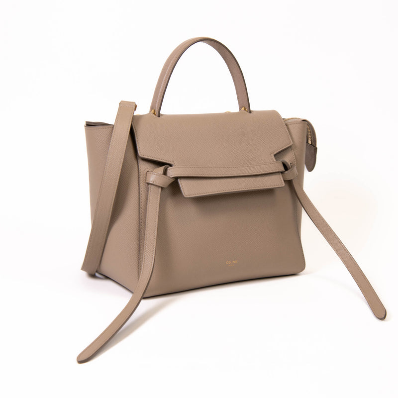 Celine Light Taupe Grained Calfskin Leather Mini Belt Bag