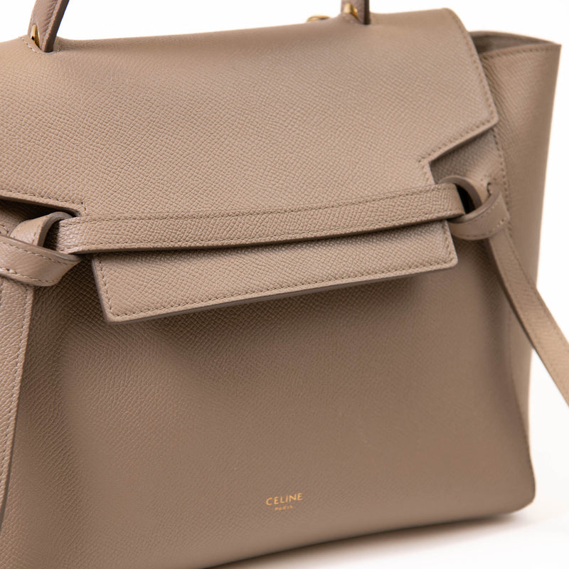 Celine Light Taupe Grained Calfskin Leather Mini Belt Bag