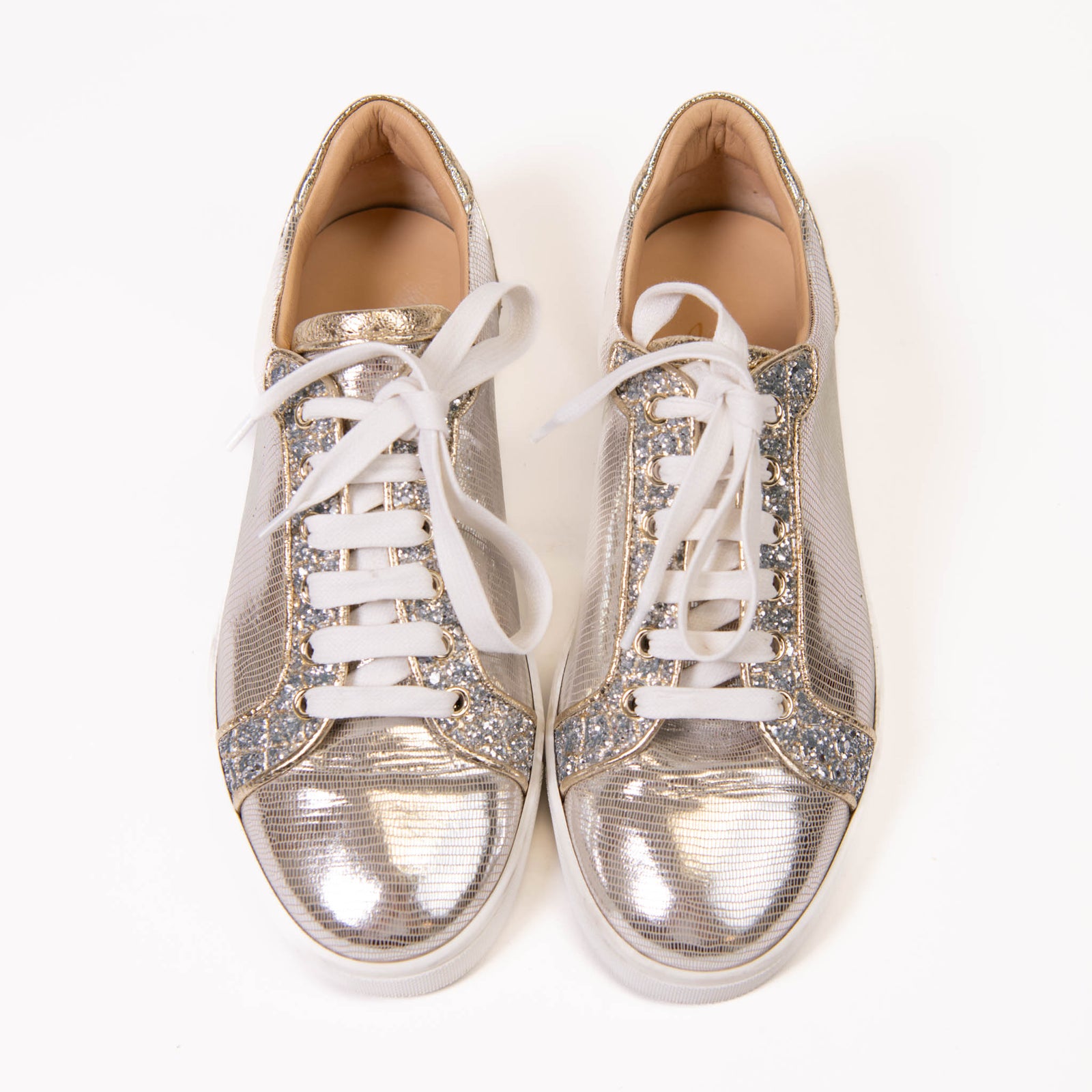 Christian Louboutin Silver Gold Glitter Aliglitter Specchio Seava Sn On Que Style