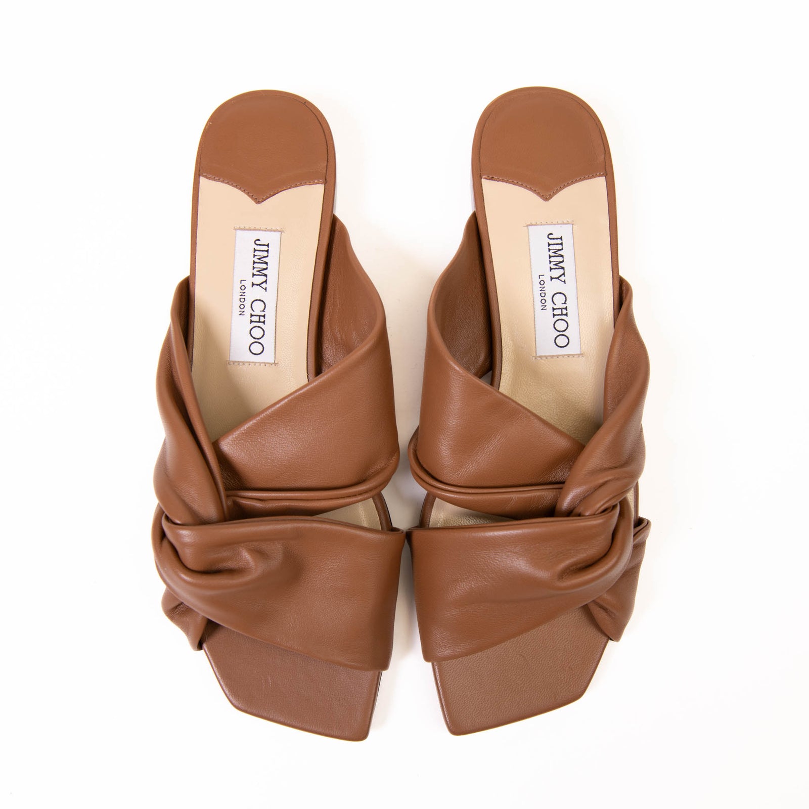 Jimmy Choo Brown Nappa Leather Narisa Flat Sandals 39.5 – On Que Style