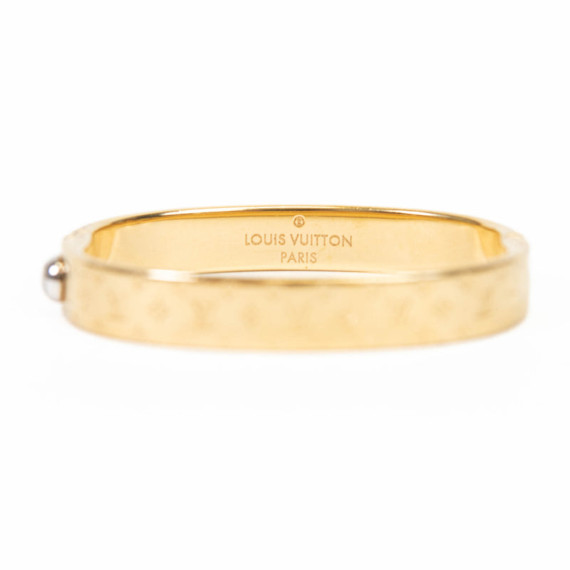 Louis Vuitton Brass Crystal Monogram Nanogram Strass Cuff