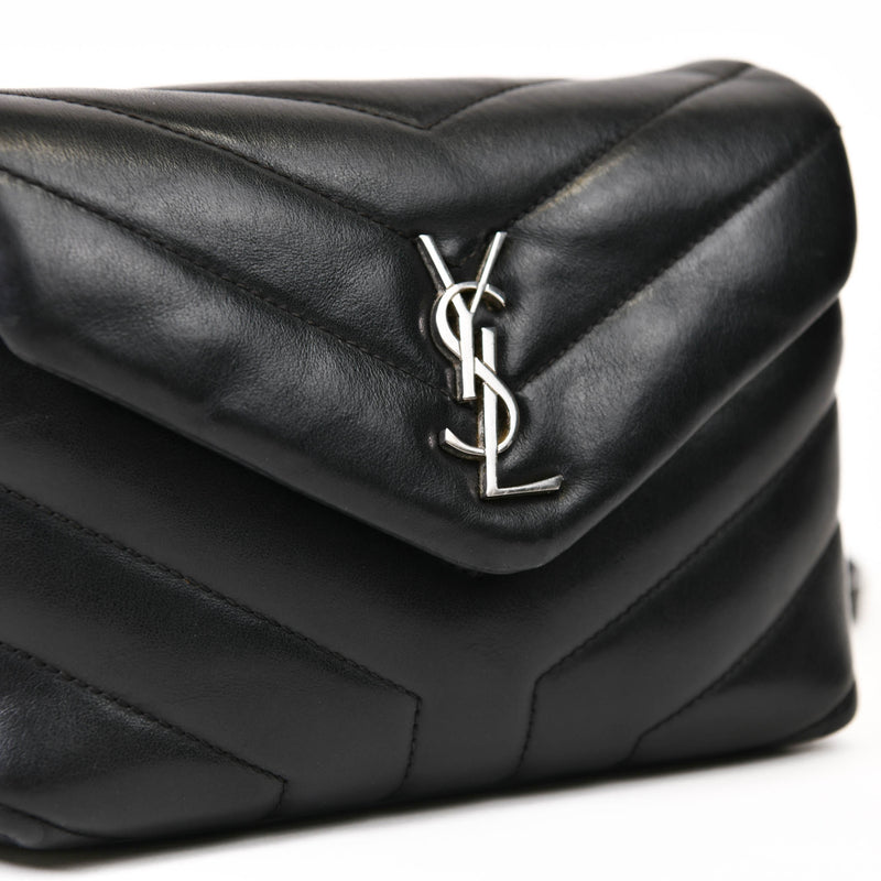 YSL Calfskin Y Quilted  Leather Monogram  Toy Loulou Crossbody Bag