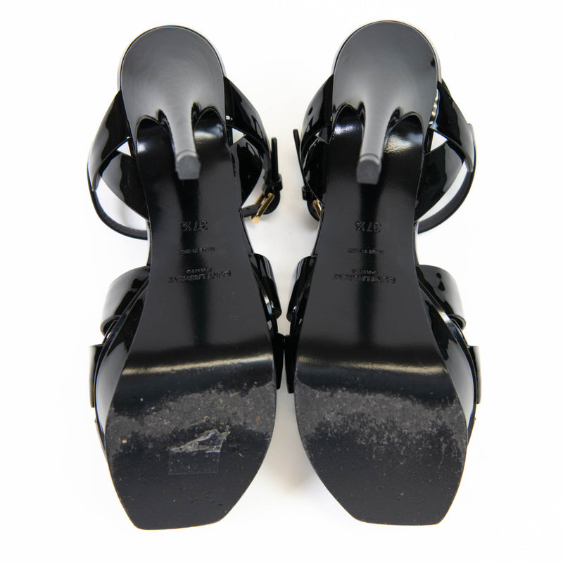 Saint Laurent Black Patent Tribute 105 Platform Sandals 37.5