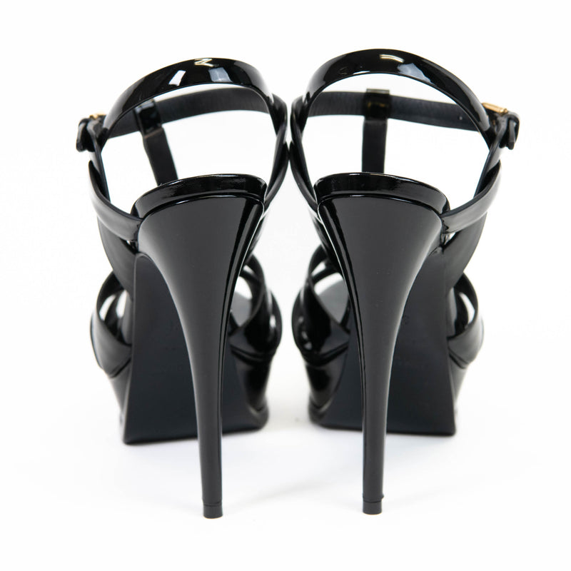 Saint Laurent Black Patent Tribute 105 Platform Sandals 37.5