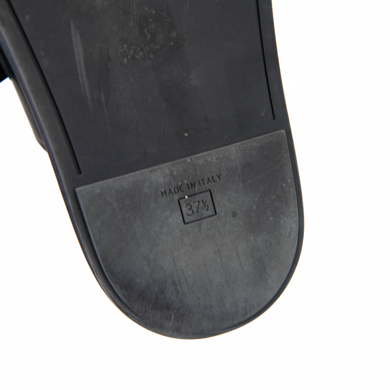 Fendi Black Leather Feel logo-buckle slides 37.5