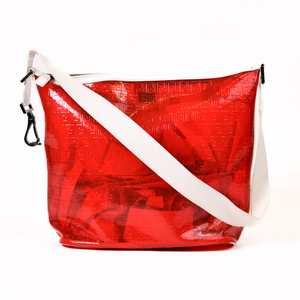 Fendi Red PVC Transparent Zucca Shoulder Bag