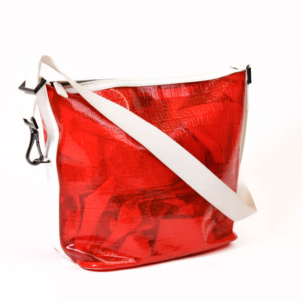 Fendi Red PVC Transparent Zucca Shoulder Bag