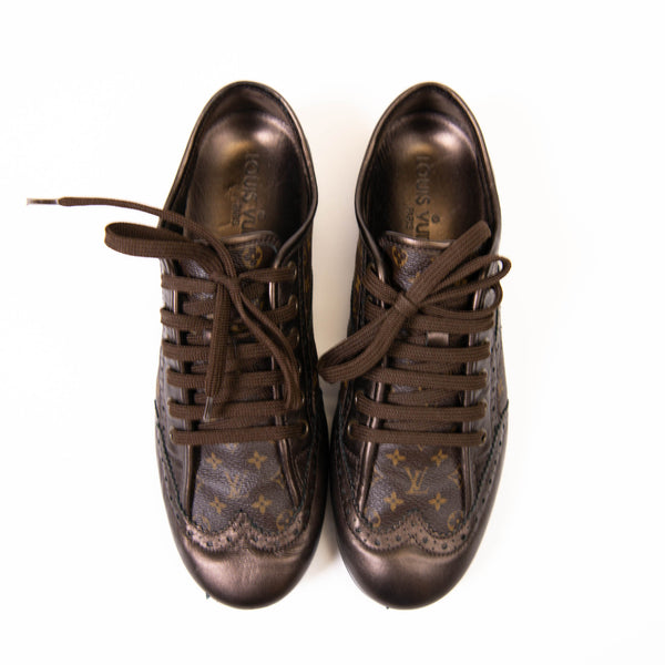 Louis Vuitton Brown Calfskin Monogram Lyrics Sneakers Size 36