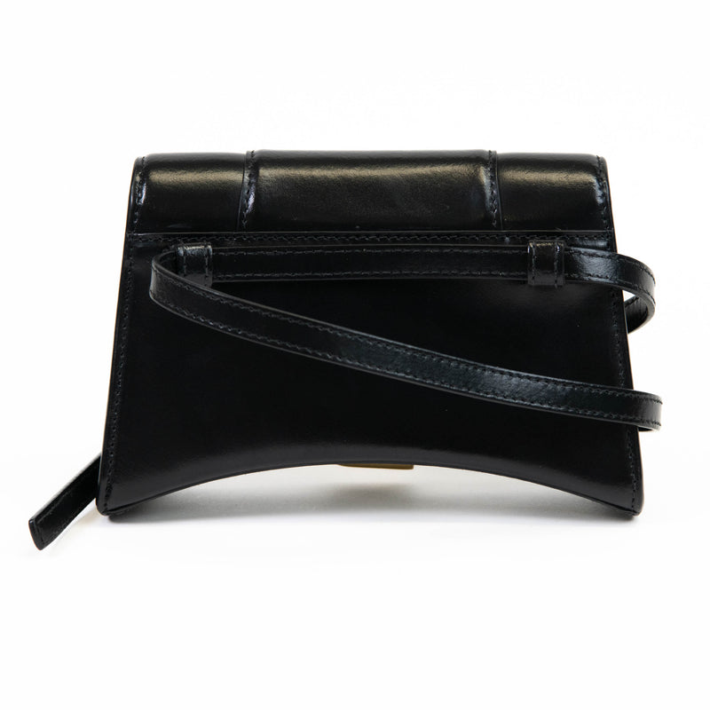 Balenciaga Black Shiny Box Calfskin Small Hourglass Belt Bag