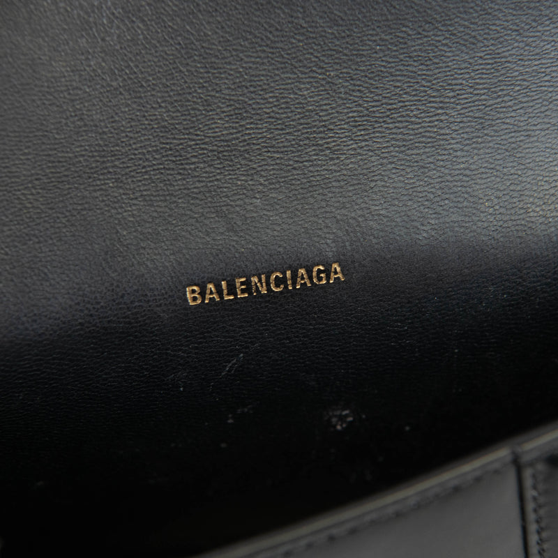 Balenciaga Black Shiny Box Calfskin Small Hourglass Belt Bag