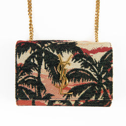 Saint Laurent Palm Tree Multi Color Jacquard Kate Chain Bag