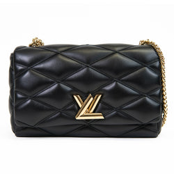 Louis Vuitton Black Lambskin Malletage Top Handle GO-14 MM Shoulder Bag