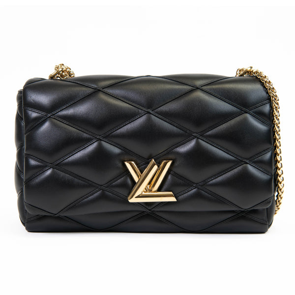 Louis Vuitton Black Lambskin Malletage Top Handle GO-14 MM Shoulder Bag