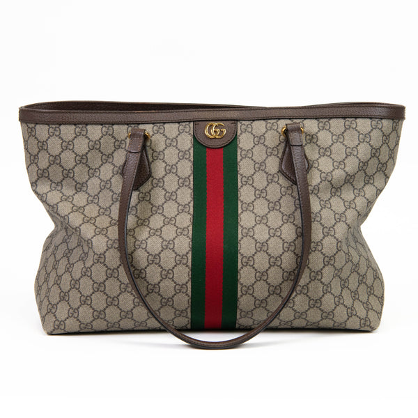 Gucci Brown GG Supreme Monogram Medium Ophidia Shopping Tote