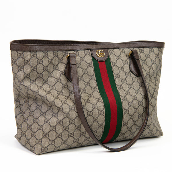 Gucci Brown GG Supreme Monogram Medium Ophidia Shopping Tote