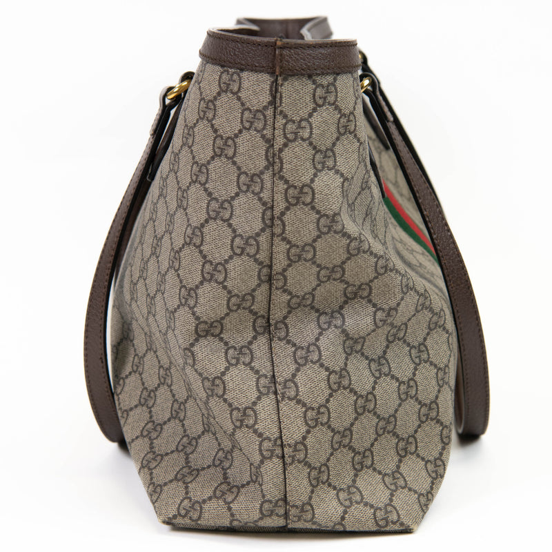 Gucci Brown GG Supreme Monogram Medium Ophidia Shopping Tote