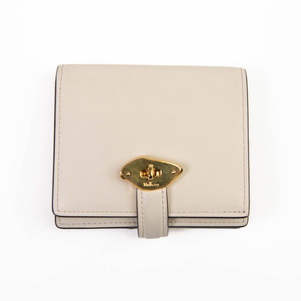 Mulberry Lana Compact Wallet Eggshell High Gloss Cream Leather Wallet