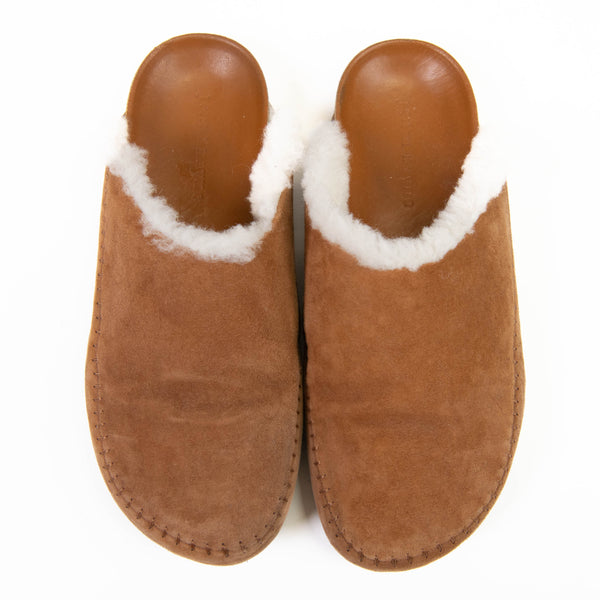 Jenni Kayne Tan Shearling-Lined Moc Clog 38