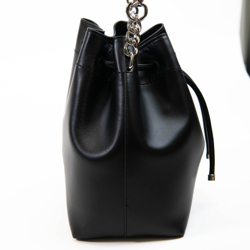 Jimmy Choo Black Smooth Shiny Calfskin Bon Bon Bucket Bag