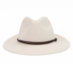 House of Harlow Cream Wool Braided Leather Hat