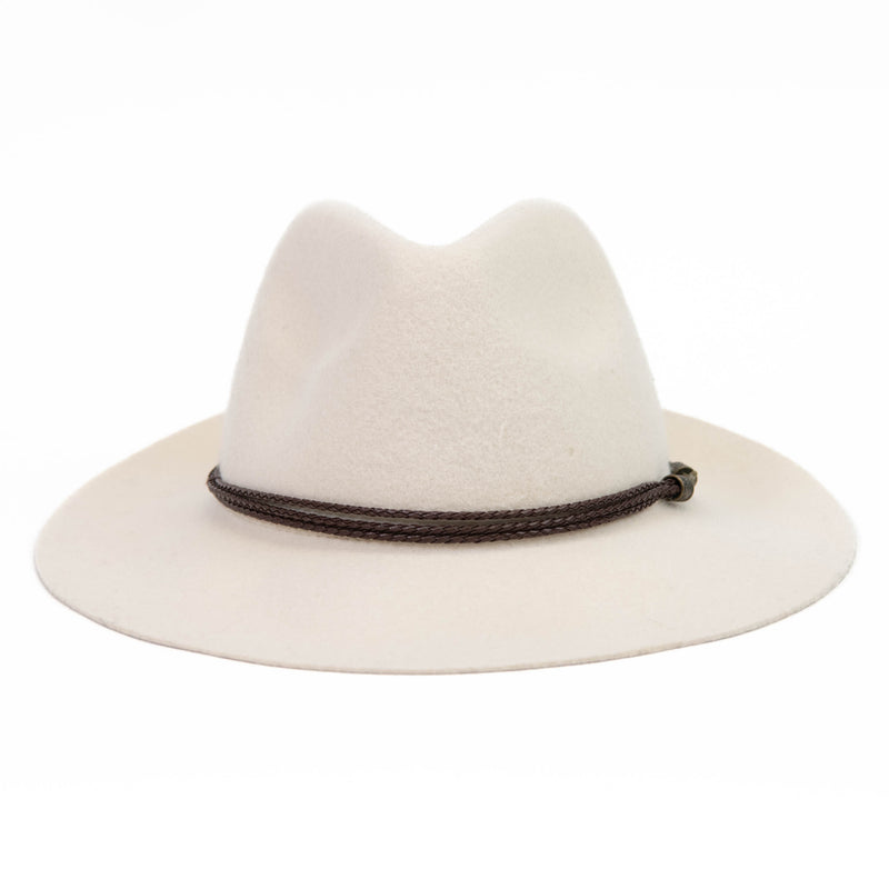 House of Harlow Cream Wool Braided Leather Hat