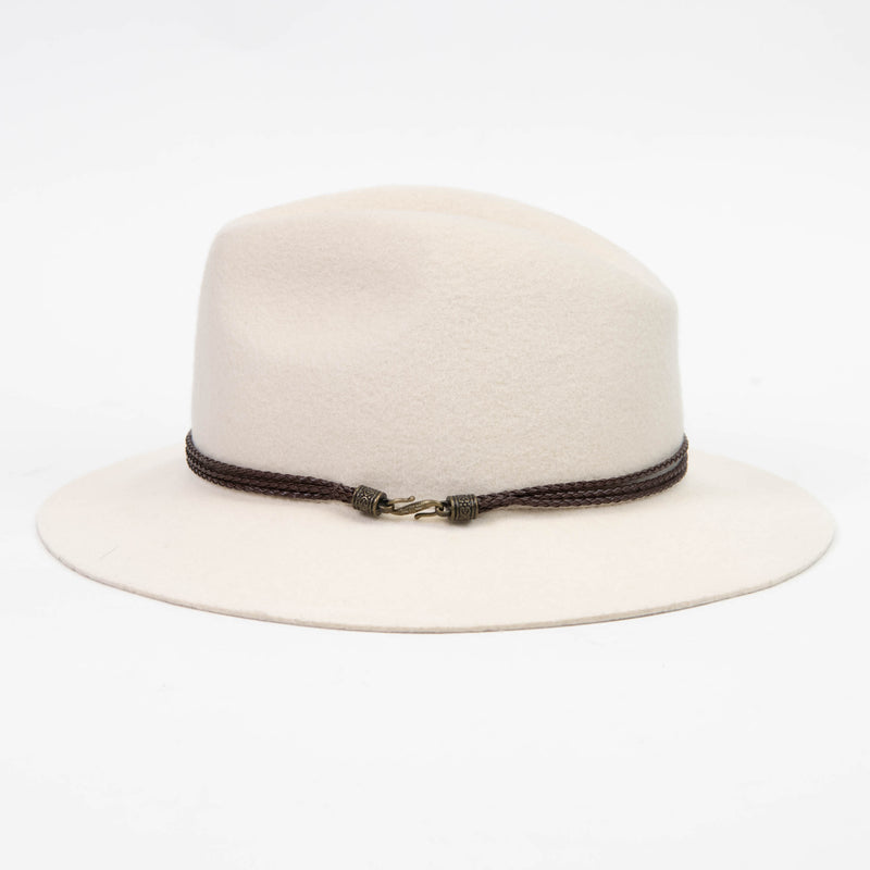 House of Harlow Cream Wool Braided Leather Hat