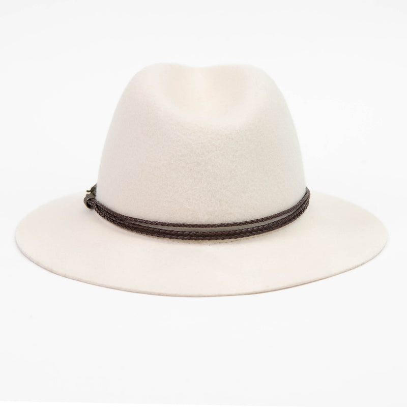 House of Harlow Cream Wool Braided Leather Hat