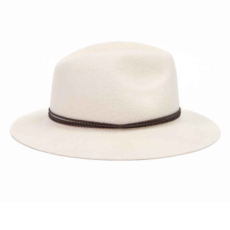 House of Harlow Cream Wool Braided Leather Hat