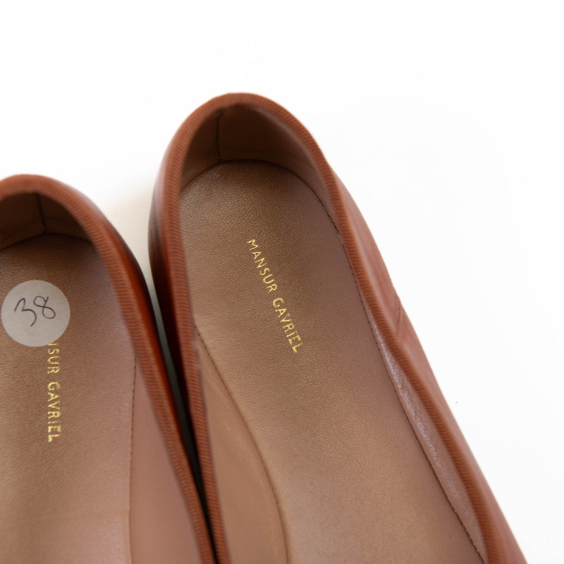 Mansur Gavriel Tan Leather Dream Ballerina Flats Size 38