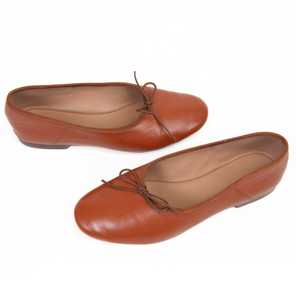 Mansur Gavriel Tan Leather Dream Ballerina Flats Size 38