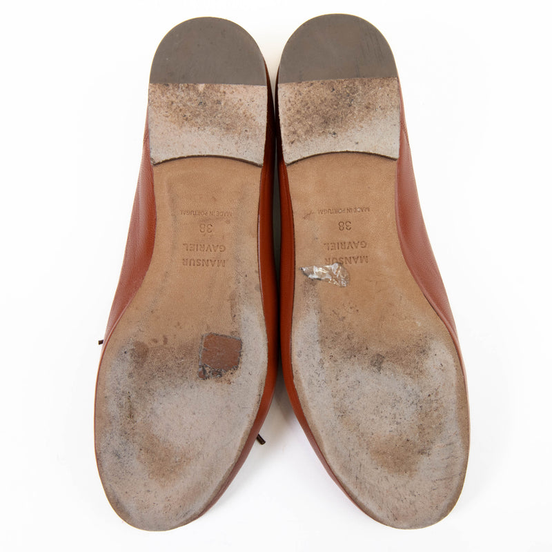 Mansur Gavriel Tan Leather Dream Ballerina Flats Size 38