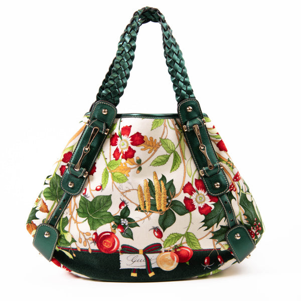 Gucci Multicolor Floral Print Velvet and Leather Medium Pelham Shoulder Bag