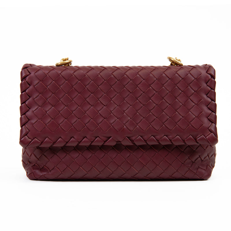 Bottega Veneta China Red Nappa Intrecciato Baby Olimpia Shoulder Bag