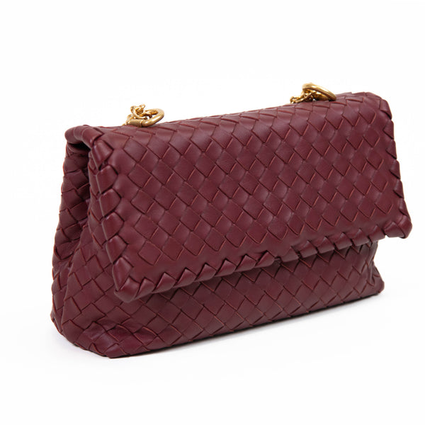 Bottega Veneta China Red Nappa Intrecciato Baby Olimpia Shoulder Bag