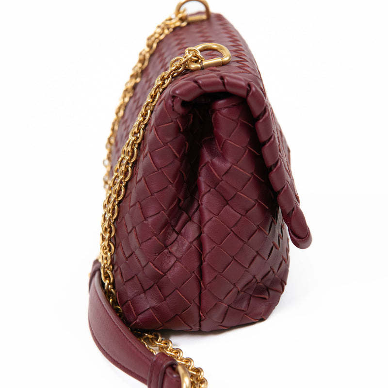 Bottega Veneta China Red Nappa Intrecciato Baby Olimpia Shoulder Bag