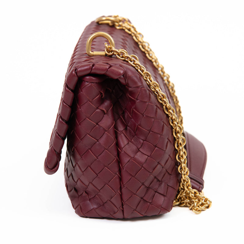 Bottega Veneta China Red Nappa Intrecciato Baby Olimpia Shoulder Bag