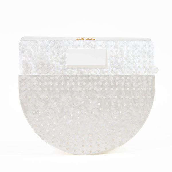 Cult Gaia White Acrylic Perforated Arc Bag