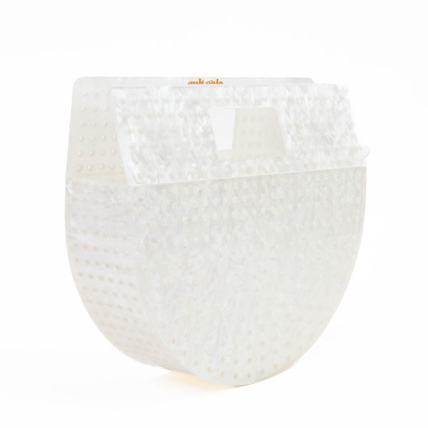 Cult Gaia White Acrylic Perforated Arc Bag