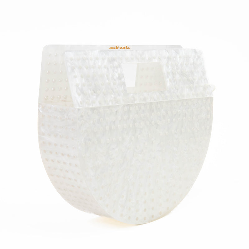 Cult Gaia White Acrylic Perforated Arc Bag