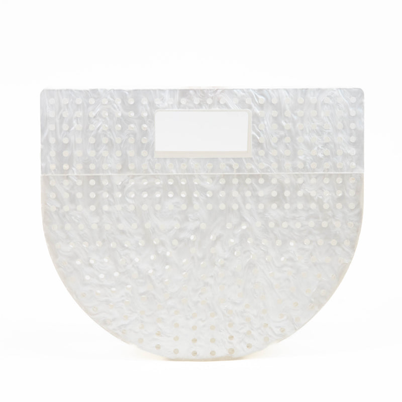 Cult Gaia White Acrylic Perforated Arc Bag