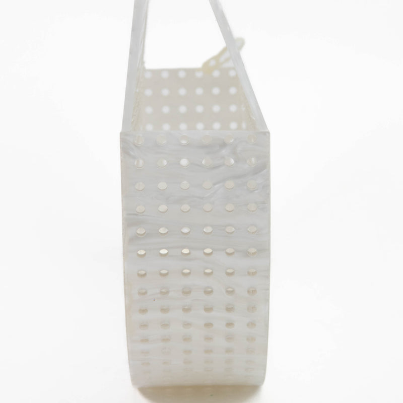 Cult Gaia White Acrylic Perforated Arc Bag