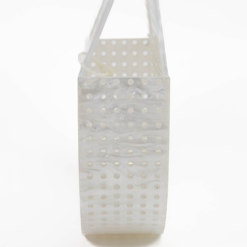 Cult Gaia White Acrylic Perforated Arc Bag