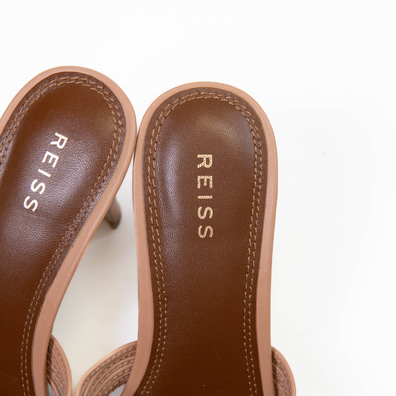 Reiss Harriet Brown Leather Knot Detail Mules 37