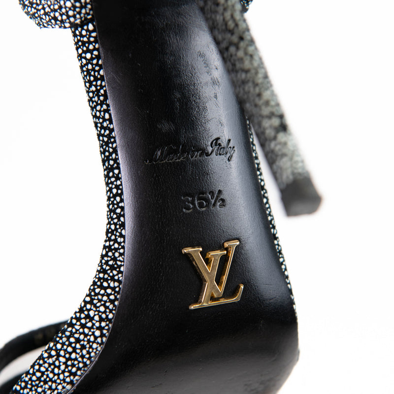 Louis Vuitton Black Speckle Suede Cut Out Sandals 36