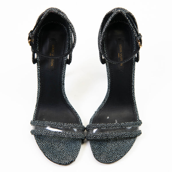 Louis Vuitton Black Speckle Suede Cut Out Sandals 36