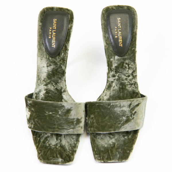 Saint Laurent Green Velvet Baliqua 105 Mule Sandals 38.5