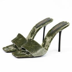 Saint Laurent Green Velvet Baliqua 105 Mule Sandals 38.5