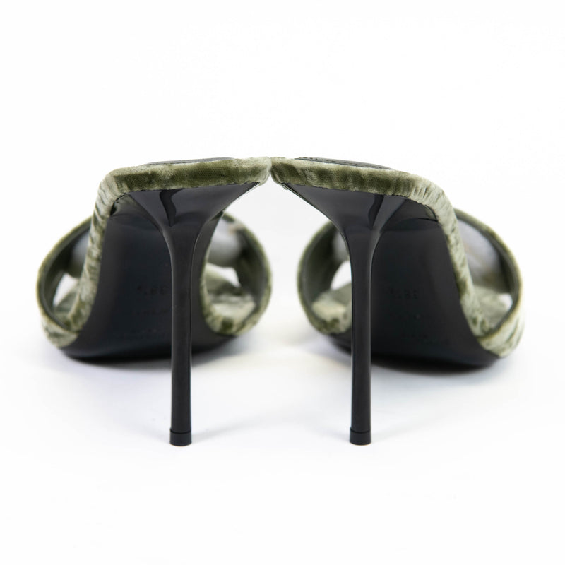 Saint Laurent Green Velvet Baliqua 105 Mule Sandals 38.5