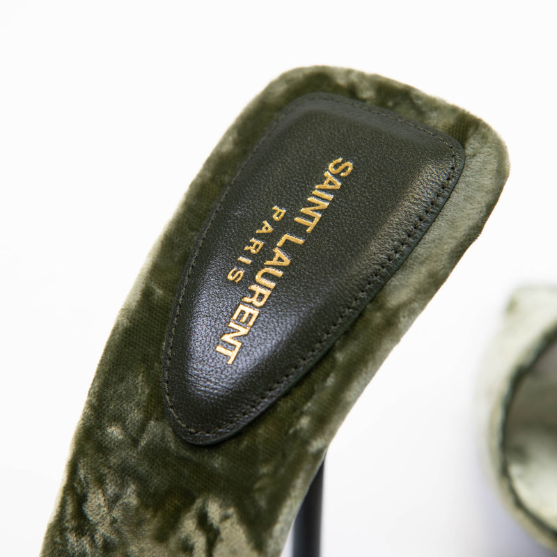 Saint Laurent Green Velvet Baliqua 105 Mule Sandals 38.5